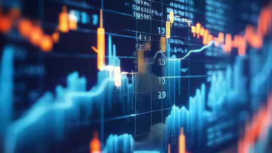 经济金融股票双重曝光4K