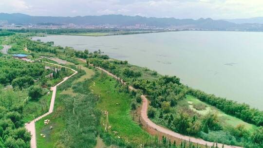 南滇池湿地公园夏景航拍