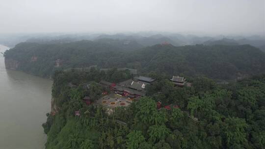 四川乐山市乐山大佛景区乌尤寺航拍4K视频素材模板下载