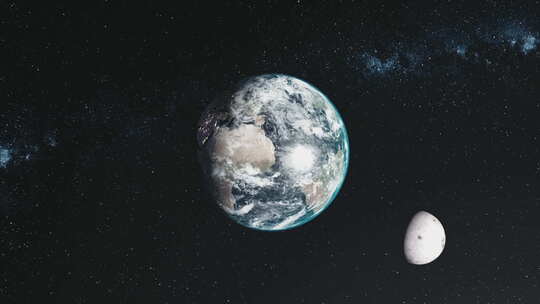 自旋地球月球轨道银河卫星视图
