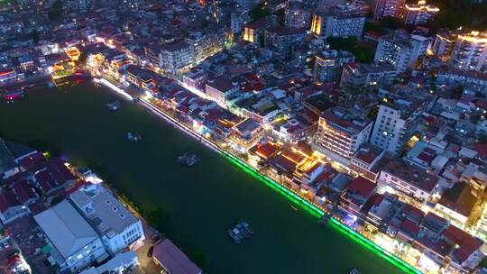 航拍厦门沙坡尾夜景