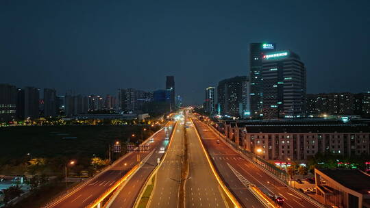 城市道路立交桥交通路网夜景视频素材模板下载