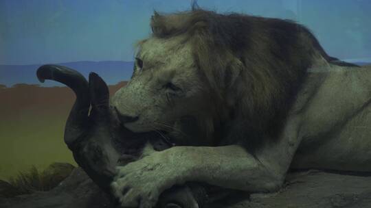 狮子捕猎进食非洲大草原标本视频素材模板下载