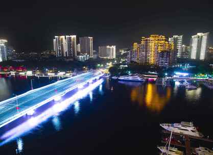 三亚街道车流夜景延时