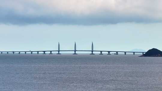 广州珠海情侣路海滩珠港澳大桥高空航拍