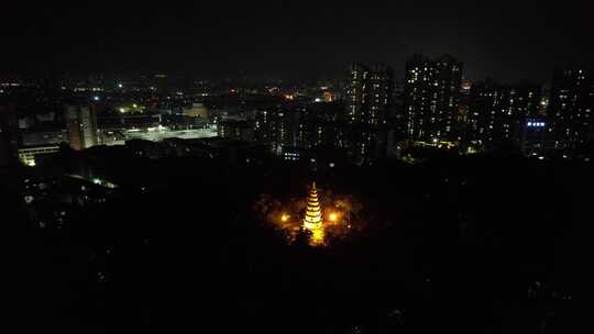 广东阳江北山石塔夜景灯光航拍