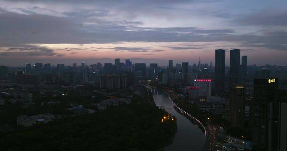 成都夏日傍晚航拍风景