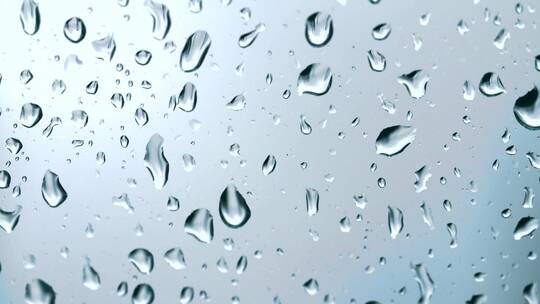 玻璃上的雨滴滑落