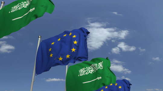 沙特阿拉伯和欧盟的旗帜