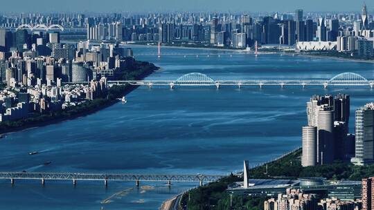 杭州钱江两岸大景视频素材模板下载