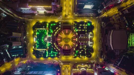 武汉延时洪山广场城市交通城市快节奏车流视频素材模板下载