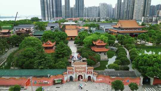 合集湖南长沙开福古寺古建筑航拍