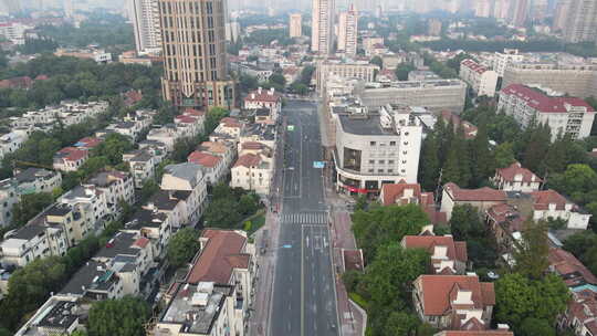 上海法租界航拍城市社区街道马路