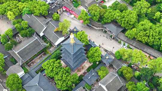 江苏苏州市姑苏区寒山寺风景风光航拍江南水