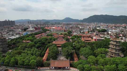 福建泉州古西街钟楼开元寺航拍