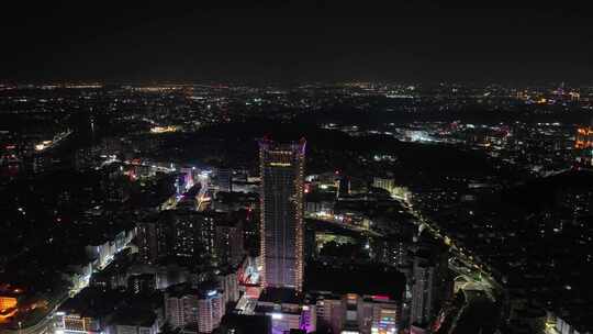 东莞虎门夜景航拍虎门镇夜景城市建筑风光