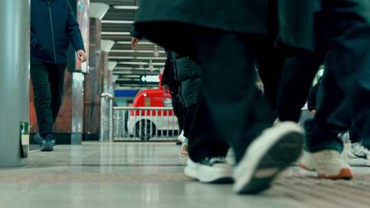 地铁站内乘客的脚步视频素材模板下载