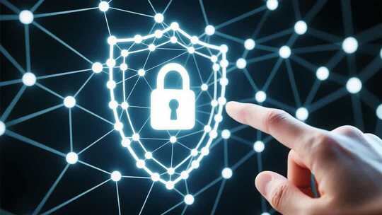 手指点击网络安全盾牌画面