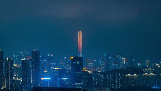 深圳银湖山望福田区摩天大楼建筑夜景灯光秀