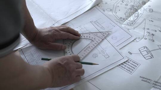 建筑设计师画图圆规视频素材模板下载