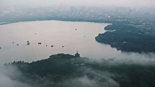 杭州西湖雷峰塔航拍视频素材模板下载