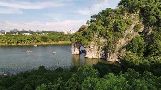 广西桂林山水甲天下象鼻山景区航拍自然风光