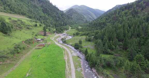 绿水青山乡村风景航拍