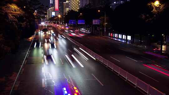 夜晚街道车流延时