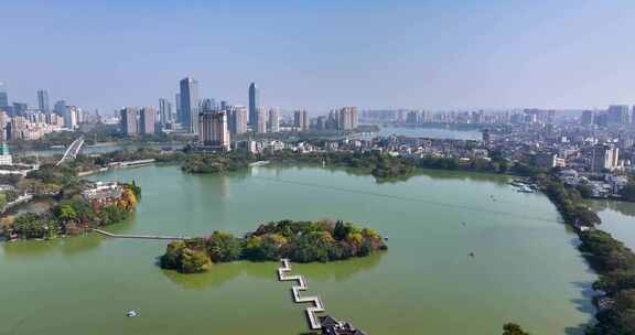 航拍广东省惠州西湖风景区