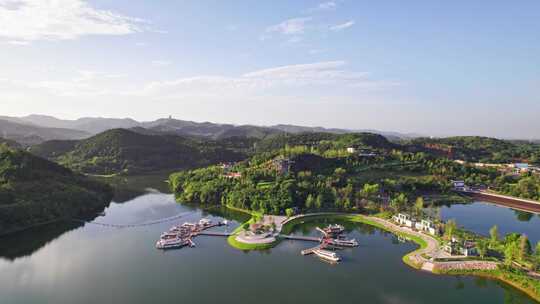 成都东部新区简阳三岔湖水库三岔湖景区航拍