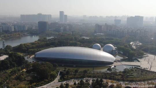 城市航拍南京科技馆地标建筑