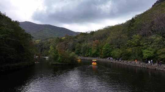 4K大气航拍东北辽宁本溪大石湖风景区