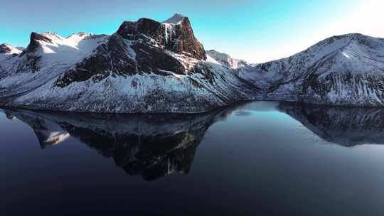 4K航拍挪威塞尼亚岛无限风光雪景