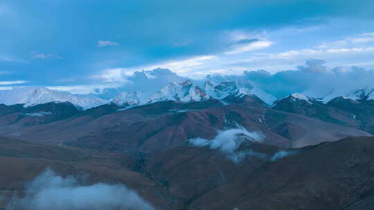 4K60p 西藏山南库拉岗日雪山航拍延时视频素材模板下载