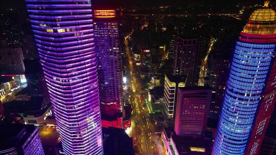 南京市玄武区车流夜景航拍延时视频素材模板下载