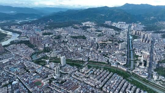 航拍福建宁德福安城市风光