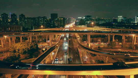 高架 夜景 城市道路 交通 高架桥