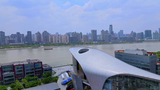 上海杨浦滨江国际大厦航拍视频素材模板下载