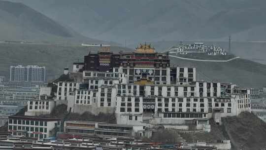 西藏那曲赞丹寺小布达拉宫地标宫殿高空航拍