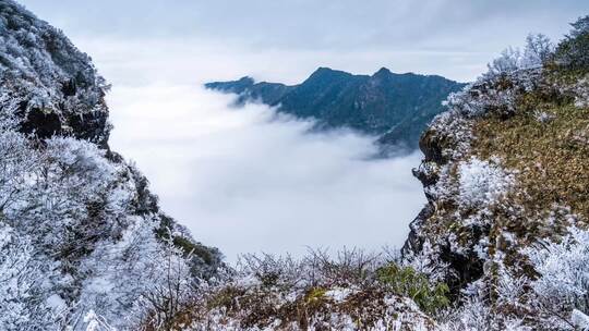 4K延时世界遗产梵净山冰凌雪景云海