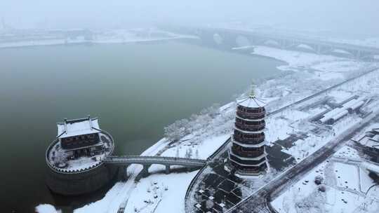 4K | 洛阳瀍河朱樱等城市地标雪景