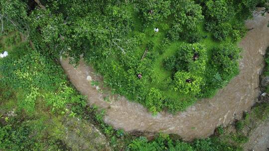 航拍 云南班章古镇 山川河流 俯拍视频素材模板下载