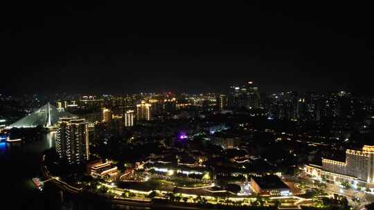 福建福州城市夜景灯光航拍