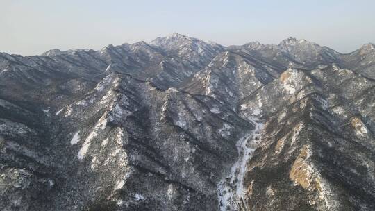 航拍雪后的昆嵛山4K视频素材模板下载