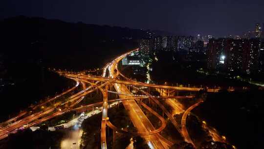 重庆盘龙立交 黄桷湾立交夜景航拍