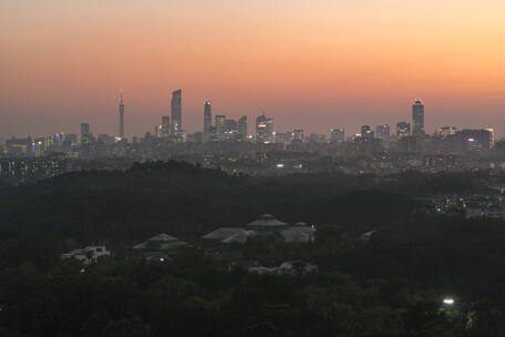 广州后花园植物园夕阳日转夜