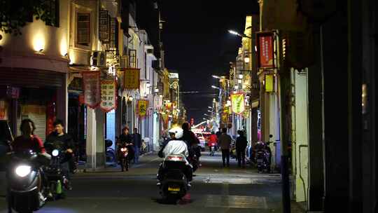 潮州人文牌坊街夜景骑楼街道老街商业街景点