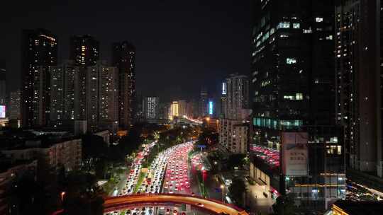 深圳罗湖区夜景航拍视频素材模板下载