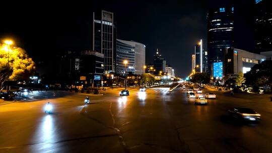 上海浦东世纪大道夜景航拍