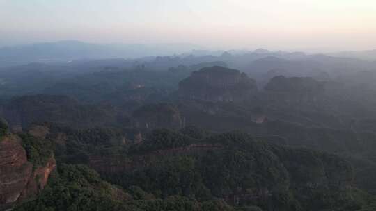 广东韶关丹霞山5A景区晚霞日落夕阳航拍